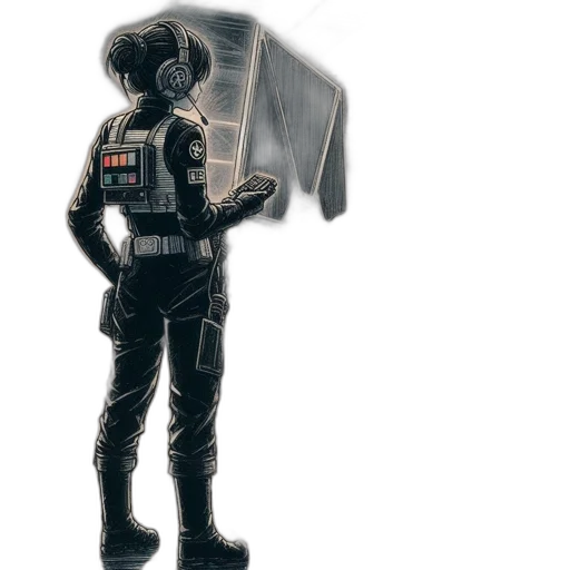jacket, robot, weapon, staff transparent PNG cut-out