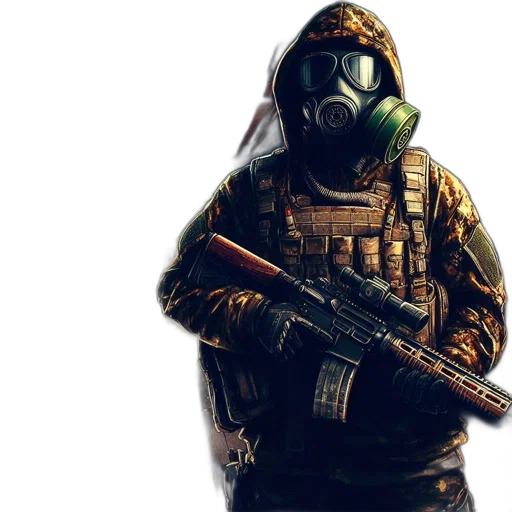 mask, jacket, weapon, concept art transparent PNG cut-out