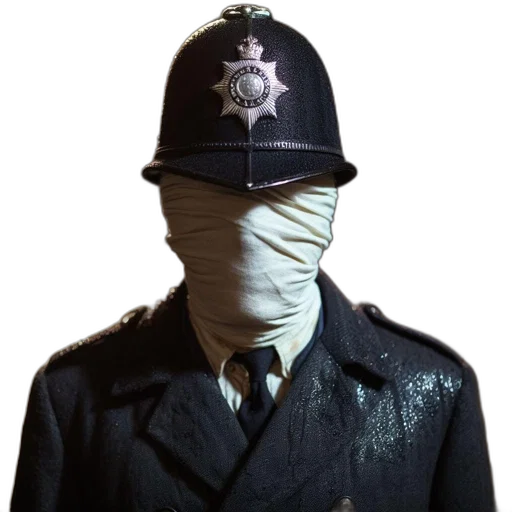 mask, jacket, hat, staff transparent PNG cut-out