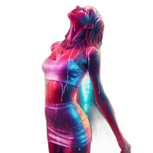 dress, bottle, robot, vaporwave transparent PNG cut-out
