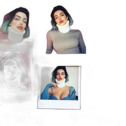 face, jacket, vaporwave, photorealistic transparent PNG cut-out