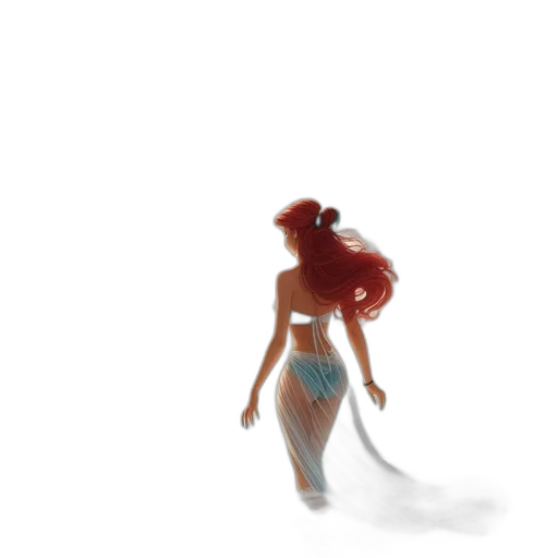 dress, creature, hair, staff transparent PNG cut-out