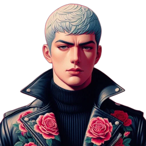 jacket, face, pixel art, concept art transparent PNG cut-out