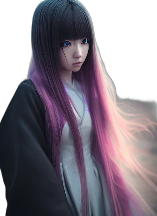 hair, creature, face, staff transparent PNG cut-out