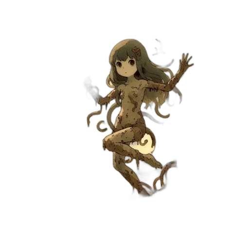 creature, staff, hair, dress transparent PNG cut-out