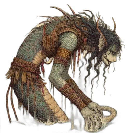 dragon, creature, hair, mask transparent PNG cut-out