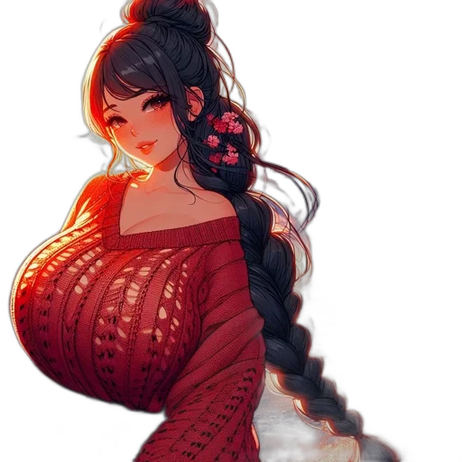 dress, flower, dragon, staff transparent PNG cut-out