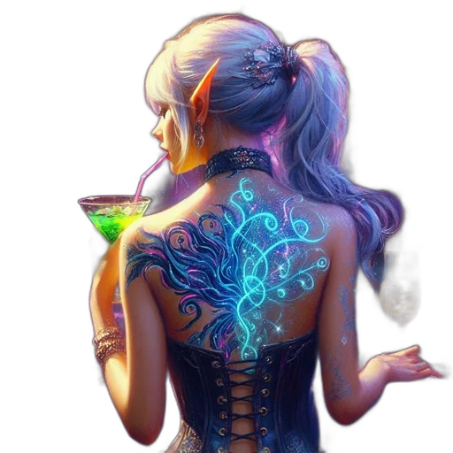 dress, jewelry, fantasy art, cyberpunk transparent PNG cut-out