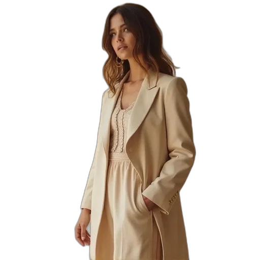 jacket, dress, earth tones, golden transparent PNG cut-out