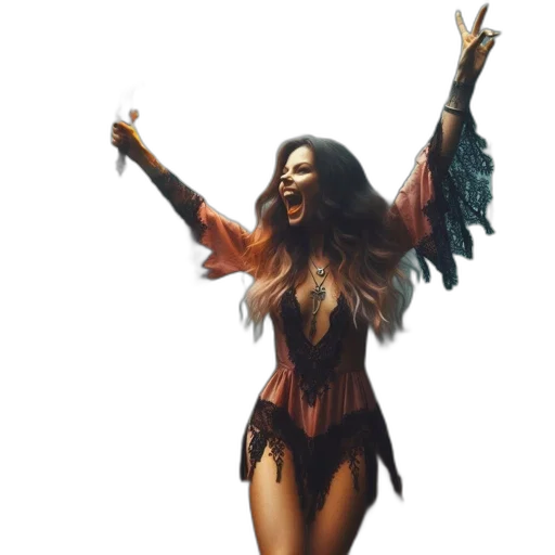concept art, misty, forest, woman transparent PNG cut-out