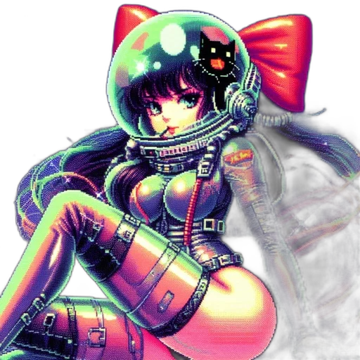 robot, jacket, cyberpunk, pixel art transparent PNG cut-out