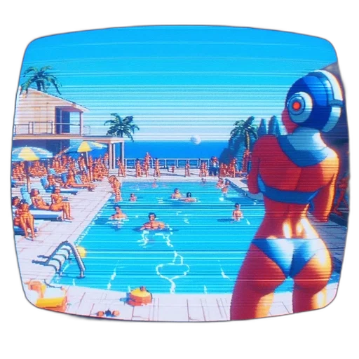robot, vaporwave, 3d render, concept art transparent PNG cut-out