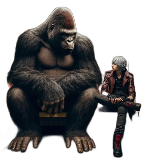 concept art, comic book art, gorilla, young transparent PNG cut-out