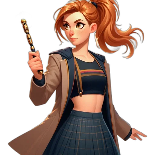 staff, jacket, dress, weapon transparent PNG cut-out
