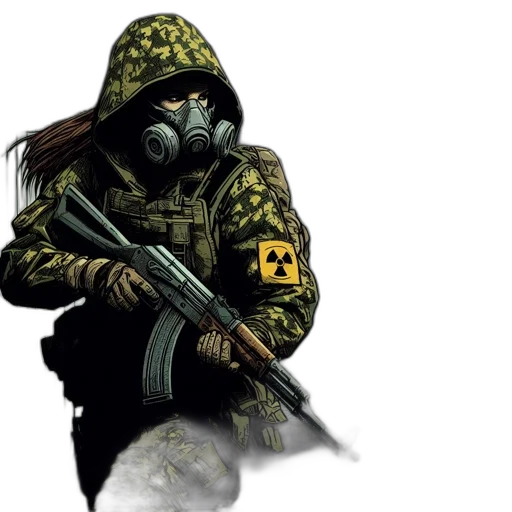 jacket, weapon, mask, concept art transparent PNG cut-out