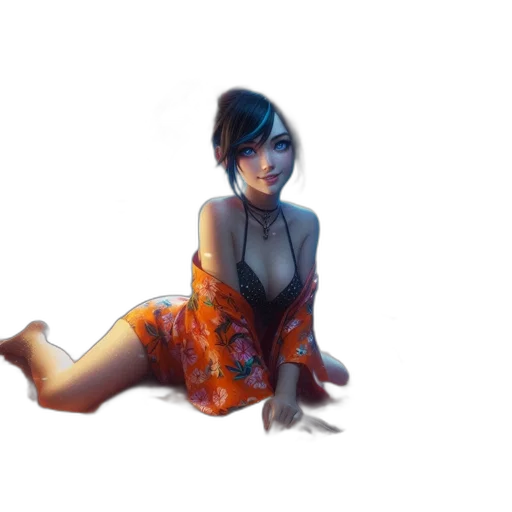 dress, face, flower, creature transparent PNG cut-out