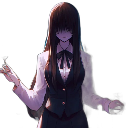 jacket, dress, staff, hair transparent PNG cut-out
