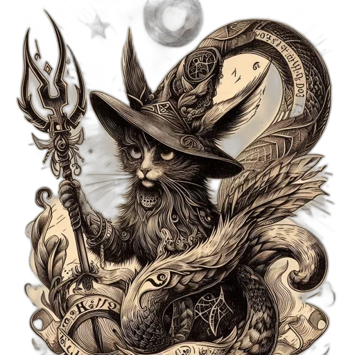 dragon, staff, creature, hat transparent PNG cut-out