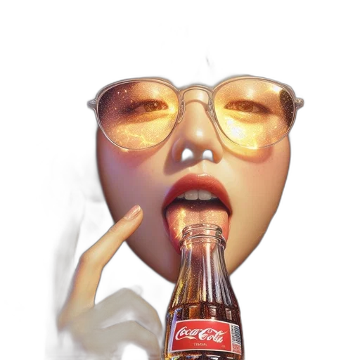 bottle, face, food, 3d render transparent PNG cut-out