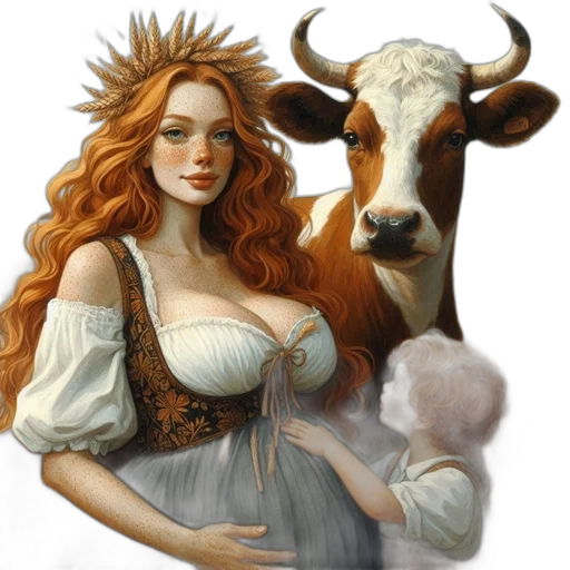 dress, jewelry, fantasy art, oil painting transparent PNG cut-out
