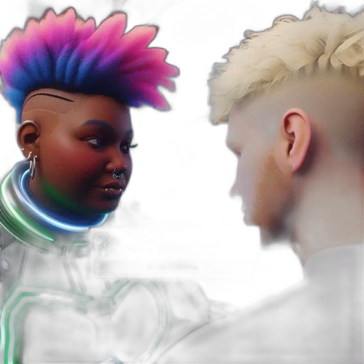 hair, robot, face, jacket transparent PNG cut-out