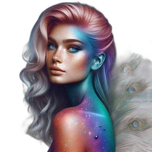 hair, face, jewelry, photorealistic transparent PNG cut-out