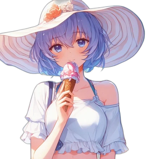 hat, umbrella, flower, staff transparent PNG cut-out