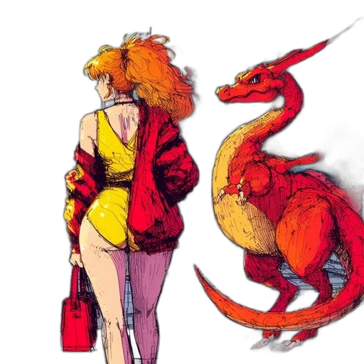 dragon, dress, jacket, concept art transparent PNG cut-out