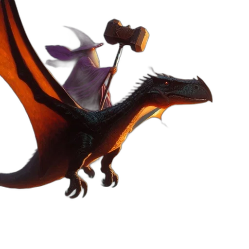 dragon, creature, animal, staff transparent PNG cut-out