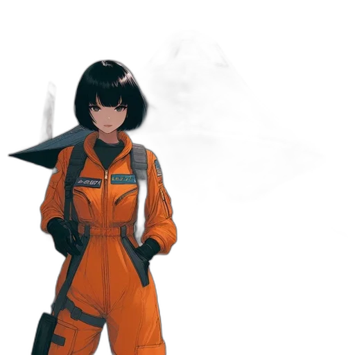 jacket, staff, weapon, robot transparent PNG cut-out