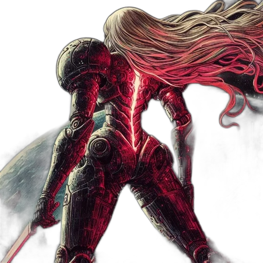 sword, hair, comic book art, concept art transparent PNG cut-out