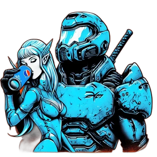 robot, weapon, comic book art, pixel art transparent PNG cut-out