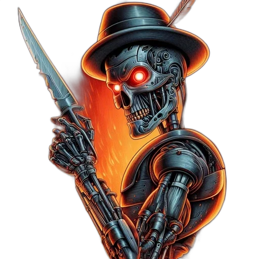 robot, weapon, cyberpunk, comic book art transparent PNG cut-out