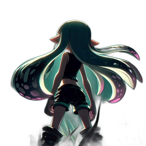 hair, dress, weapon, staff transparent PNG cut-out