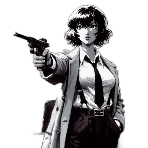jacket, weapon, staff, comic book art transparent PNG cut-out
