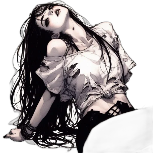 dress, hair, face, photorealistic transparent PNG cut-out