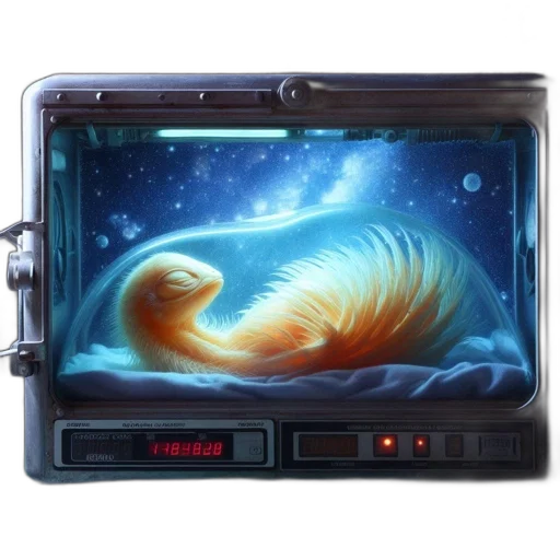 underwater, outer space, illuminated, sleeping transparent PNG cut-out