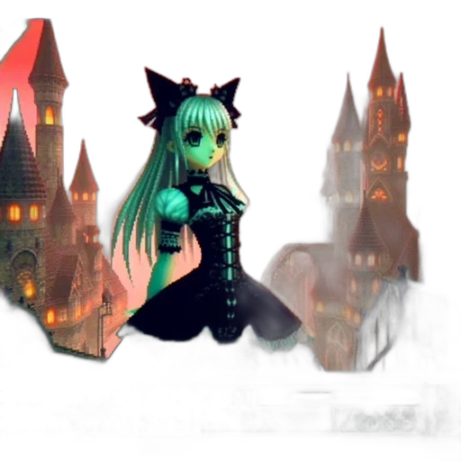 dress, dragon, creature, staff transparent PNG cut-out