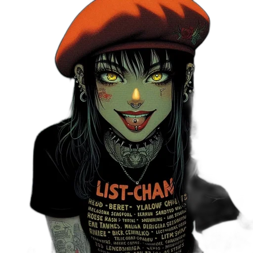 hat, jewelry, comic book art, cyberpunk transparent PNG cut-out