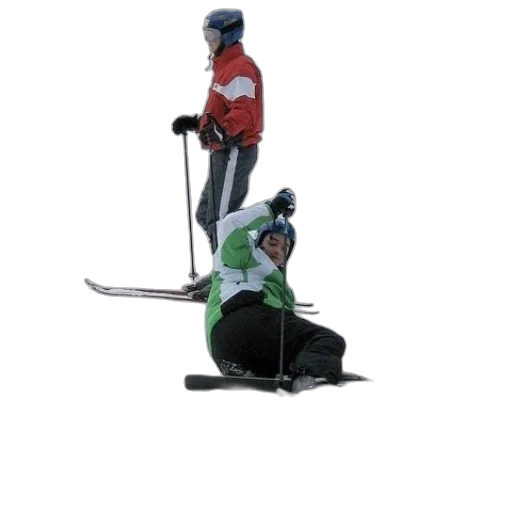 staff, 3d render, skier, green transparent PNG cut-out
