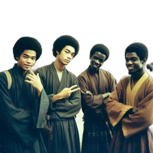 staff, four, young, men transparent PNG cut-out