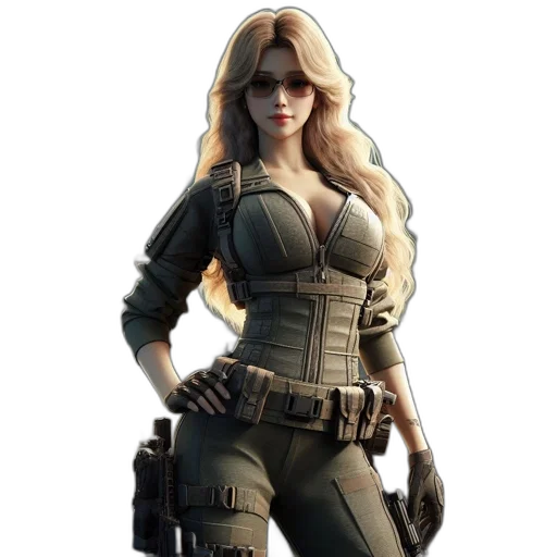 jacket, weapon, concept art, 3d render transparent PNG cut-out