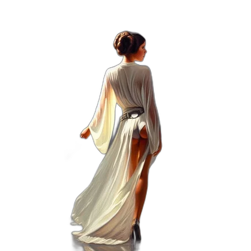 dress, staff, jewelry, photorealistic transparent PNG cut-out