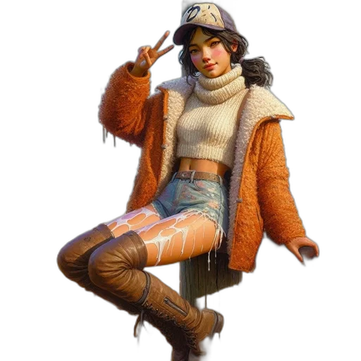 jacket, staff, hat, weapon transparent PNG cut-out