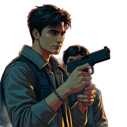 weapon, jacket, comic book art, concept art transparent PNG cut-out