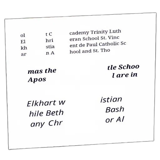 list, schools, elkhart, including transparent PNG cut-out