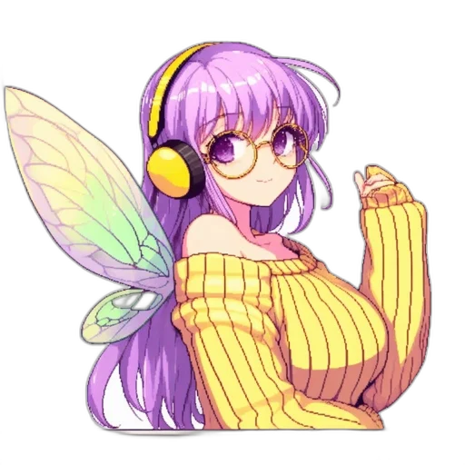 staff, pixel art, anime, vaporwave transparent PNG cut-out