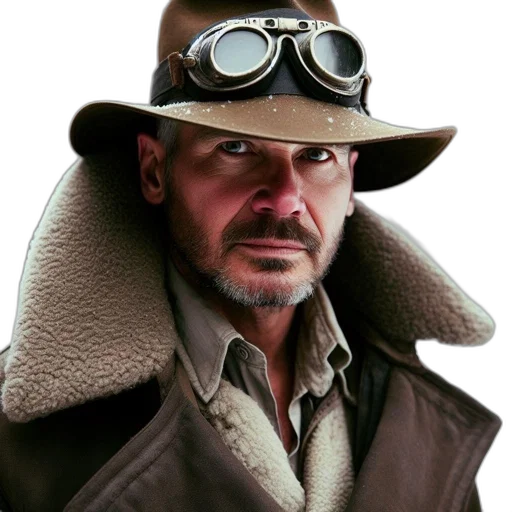 jacket, hat, staff, animal transparent PNG cut-out