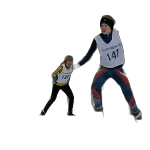 concept art, two, cross-country, skiers transparent PNG cut-out