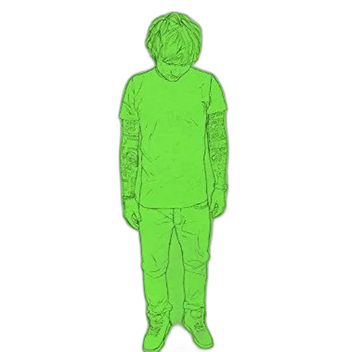 jacket, creature, mask, staff transparent PNG cut-out